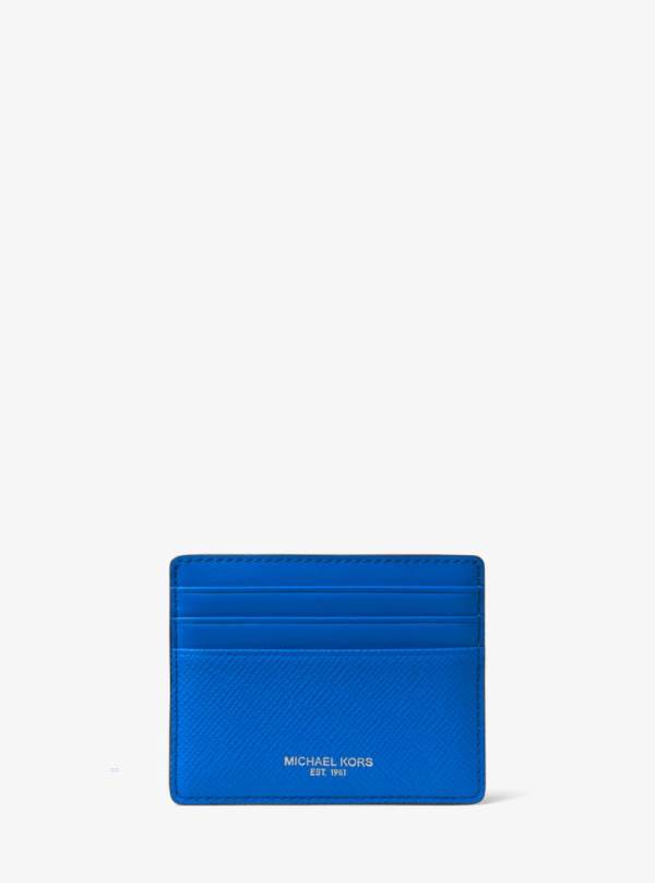 Panske Penazenky Michael Kors Harrison Crossgrain Leather Tall Card Case Modre - Doplnky Michael Kors Slevy | HKPQL-3752
